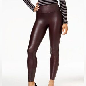 SPANX Faux Leather Leggings Burgundy